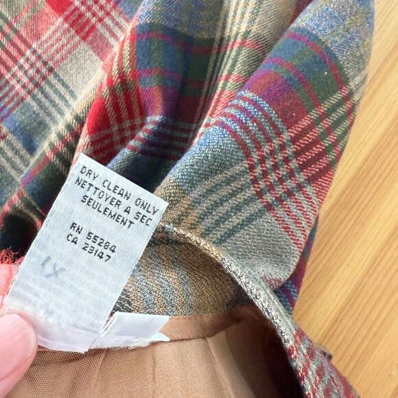 Vintage Talbots 100% Wool Plaid Midi Wrap Skirt Red Grey Librarian Modest 6 - Picture 7 of 10